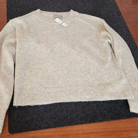 NWT - J Crew Oatmeal color sweater Size Label M,  Fit oversized or large - Picture 2 of 13
